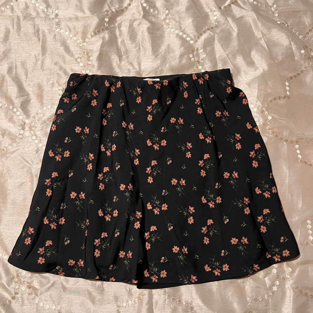 Hollister Black Mini Skirt with Floral Design